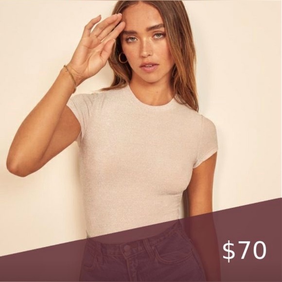 Reformation Laight Top in Buff Sparkle - Size Small - Picture 2 of 9